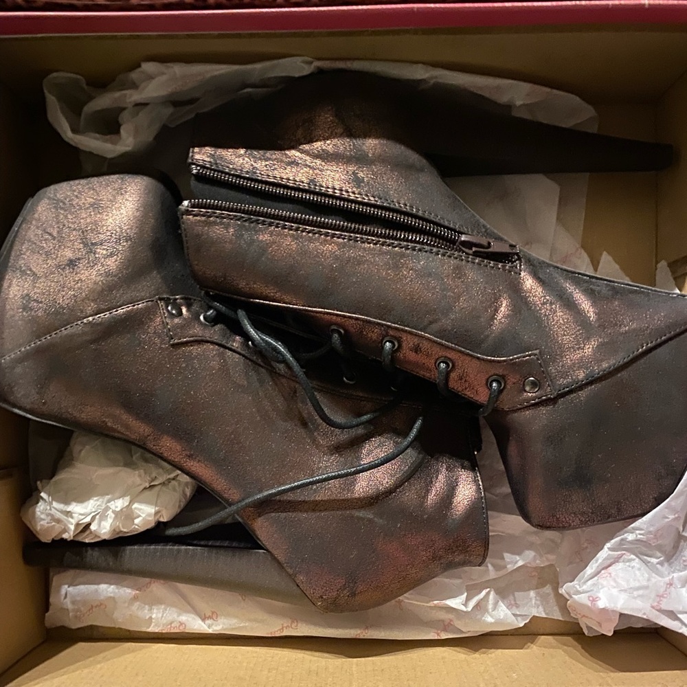 New bronze platform booties